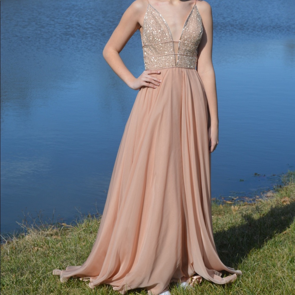 Sherri Hill.   Prom Dress. Size 2.  Champagne/Nude.